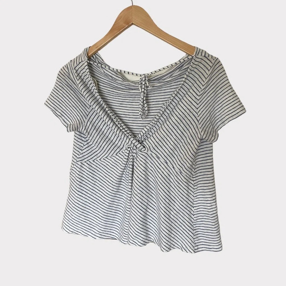 Anthropologie Maeve white and blue striped linen shirt size small - Picture 5 of 6